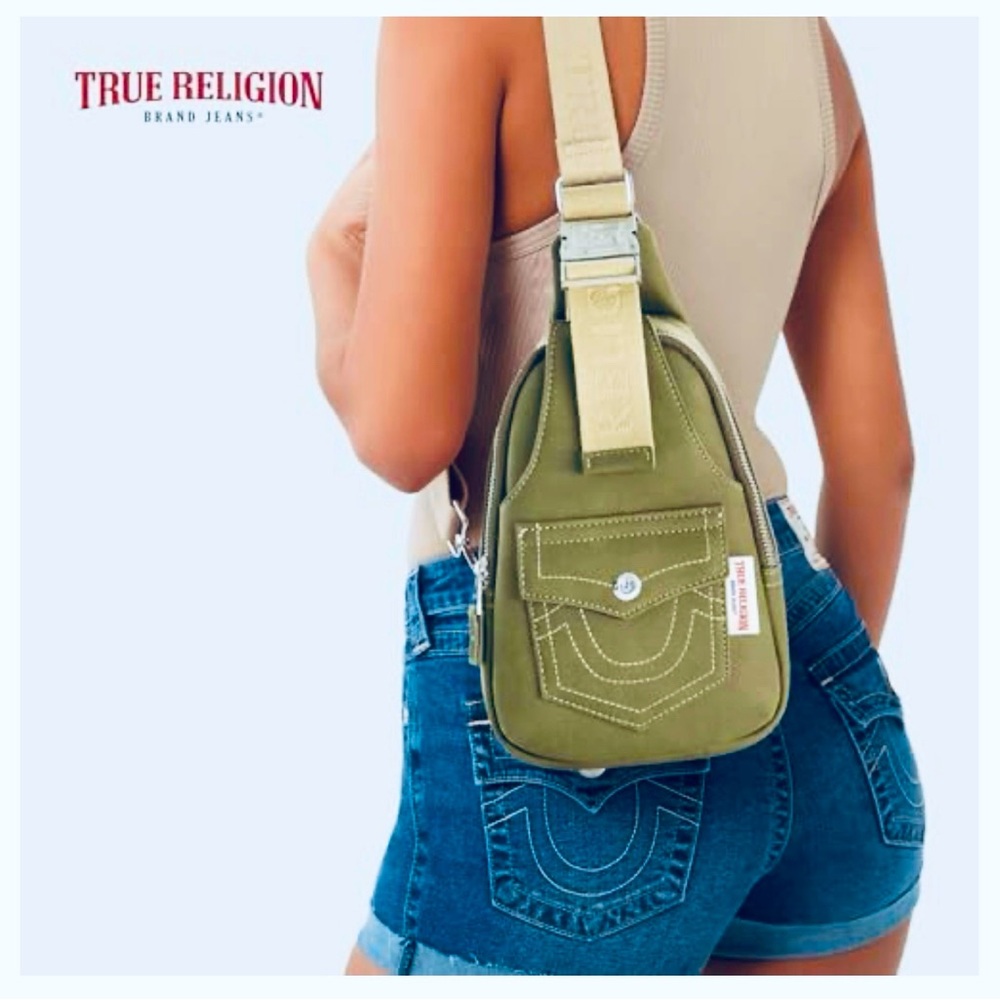 True Religion Women's Sling Bag, Faux Suede Small